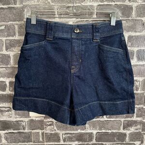 SPANX Denim Shorts Dark Wash Stretchy Pull‎ On pockets